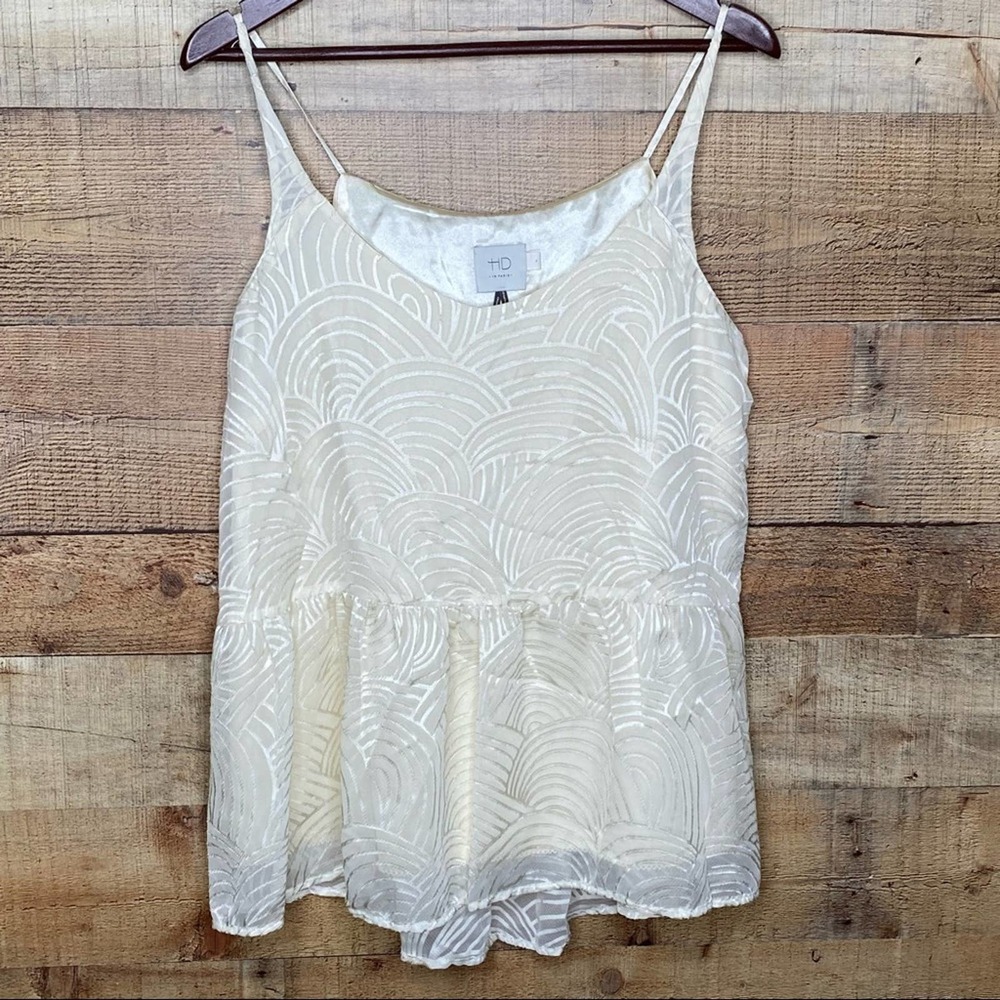 Anthropologie HD in Paris Cream Sheer Lined Tank Size Medium